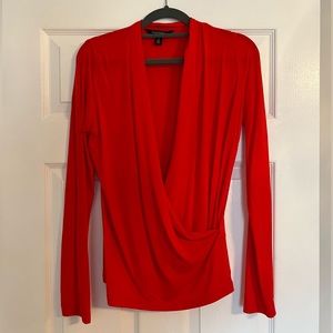 Banana Republic Red Wrap Jersey Blouse